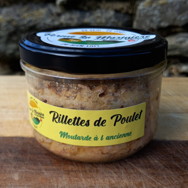 Pot de rillette de poulet à la moutarde à l'ancienne